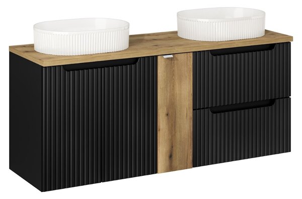 Koupelnová skříňka s umyvadlem a deskou NOVA Black DU140/1 | 140 cm