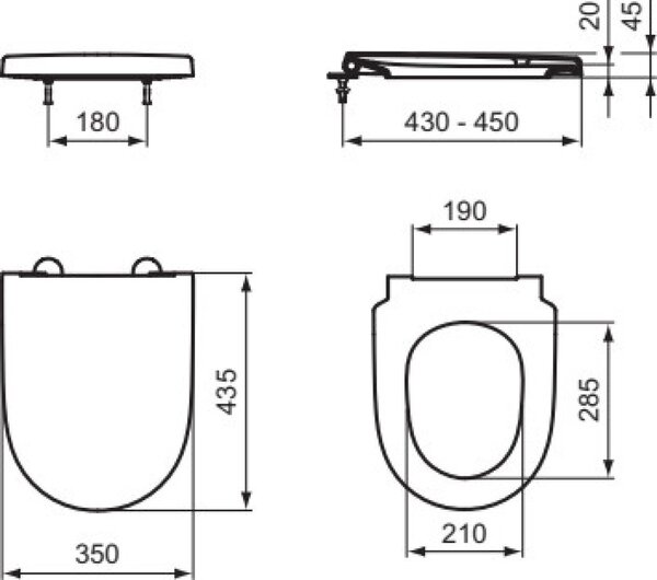 Ideal Standard i.Life O combi-pack sada s prkénkem závěsná bez splachovacího kruhu s vírovým splachováním bílá T572501