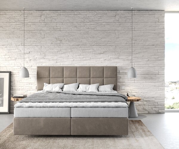DELIFE Boxspring postel Dream-Fine 180x200 cm mikrovlákno béžová s matrací a topperem