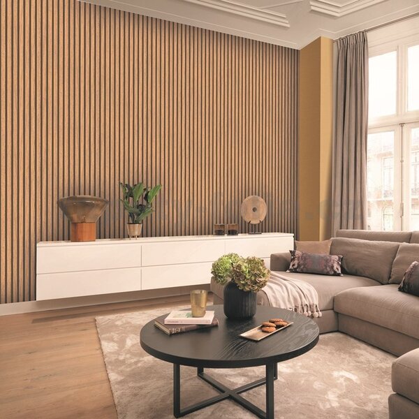 Papírové tapety na zeď IMPOL 278408, rozměr 10,05 m x 0,53 m, lamely dub přírodní, IMPOL TRADE