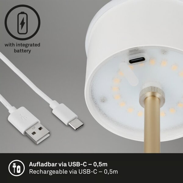 Brilo - LED St nab dotyk stolní lampa KIKI LED/2,6W/5V IP44 2600 mAh hnědá