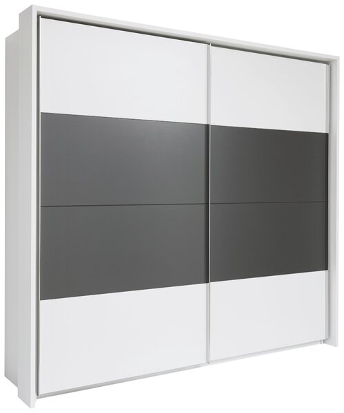 ŠATNÍ SKŘÍŇ S POSUVNÝMI DVEŘM, bílá, tmavě šedá, 240/226/64 cm Xora - Šatní skříně