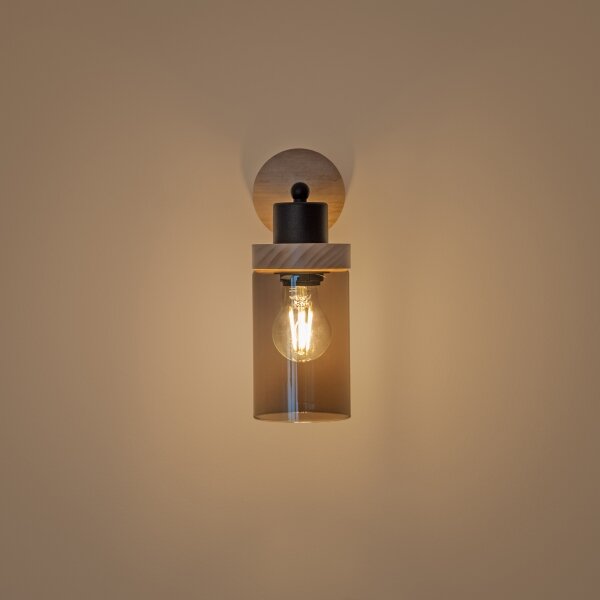 Nástěnná lampa WOODNEST 1xE27/15W/230V borovice/kouřová černá
