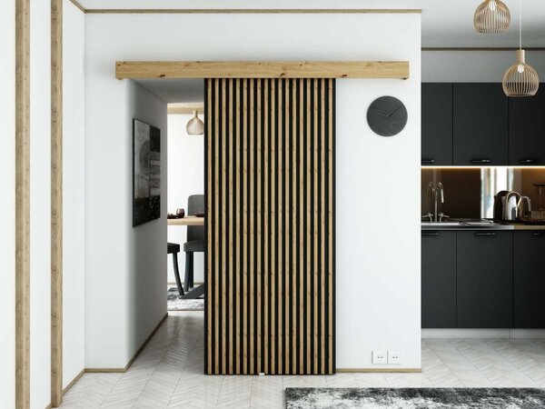 Posuvné dveře Modern I - 90 cm s tlumeným dojezdem Barva: Dub Artisan/černá
