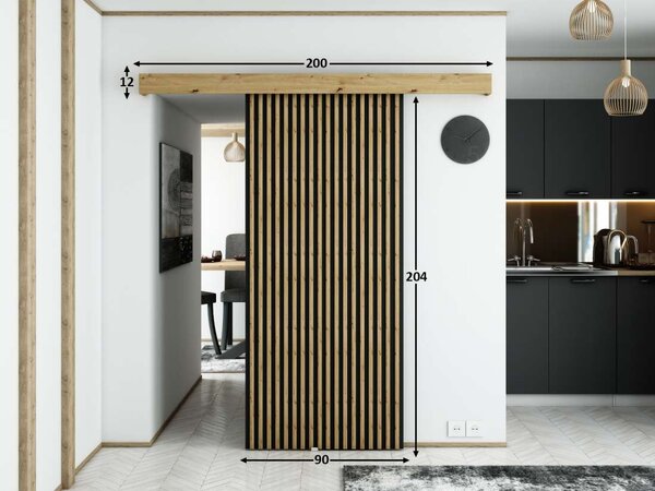 Posuvné dveře Modern I - 90 cm s tlumeným dojezdem Barva: Dub Artisan/černá
