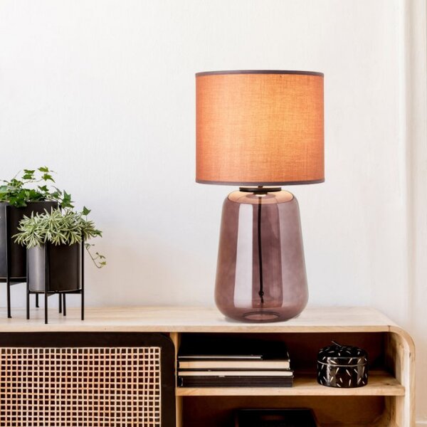 Brilliant 94546/08 Velká stolní lampa HYDRA sklo, textilie světle fialová