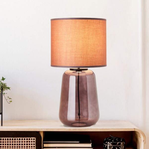 Brilliant 94546/08 Velká stolní lampa HYDRA sklo, textilie světle fialová