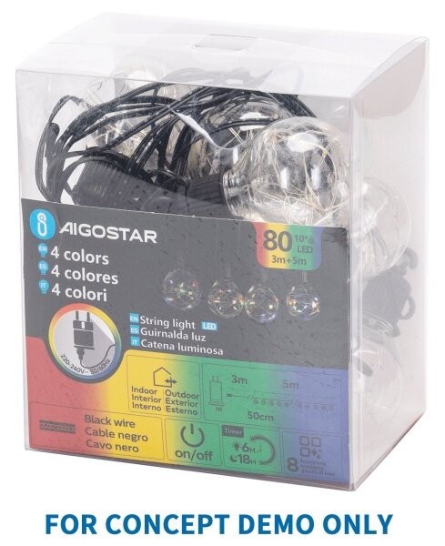 Aigostar - LED Venkovní dekorační řetěz 80xLED/3,6W/230V 5m IP44 teplá bílá