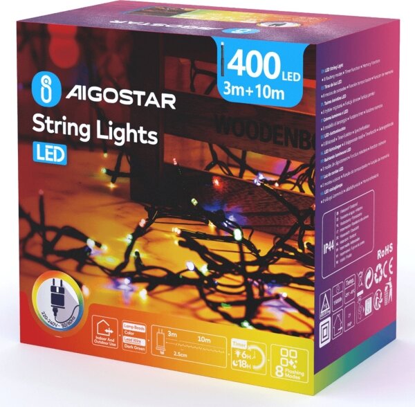 Aigostar - LED Venkovní vánoční řetěz 400xLED/8 funkcí 13m IP44 multicolor