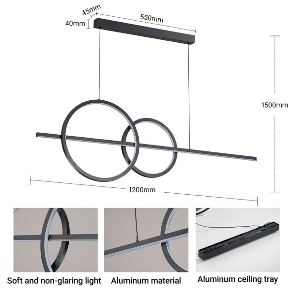 BRILAGI - LED Stmív. lustr na lanku SIGNATURE LED/53W/230V 120 cm černá + DO