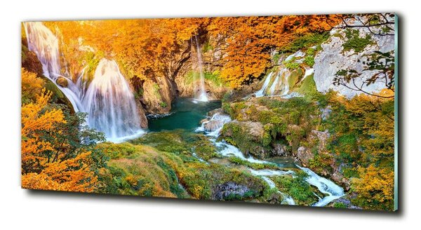 Foto obraz sklo tvrzené Vodopád podzim osh-118861565