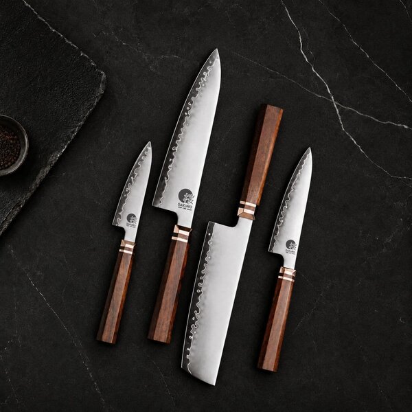 Prémiový kuchyňský set 4 nožů z japonské oceli ZDP189 SaKuRo RYU