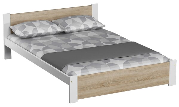 Postel 140x200 DMD3 bílá+dub sonoma s roštem