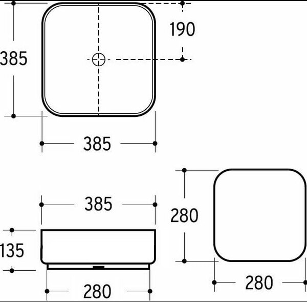 Kronenbach Cube umyvadlo 38.5x38.5 cm čtvercový na pult bílá KB144380CU