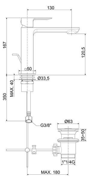 Kronenbach Quara 3.0 umyvadlová baterie stojící černá KB100351C11