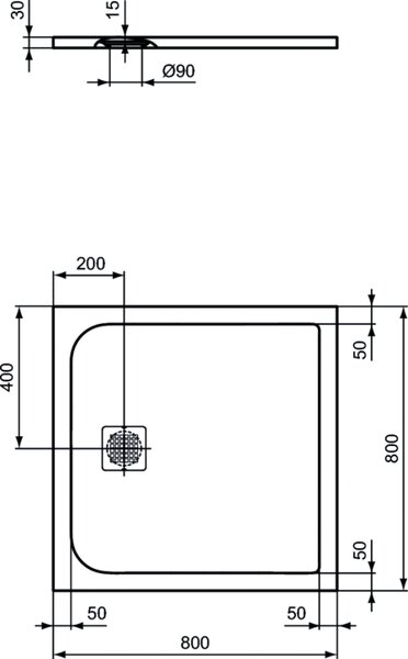 Ideal Standard Ultra Flat čtvercová sprchová vanička 80x80 cm béžová K8214FT