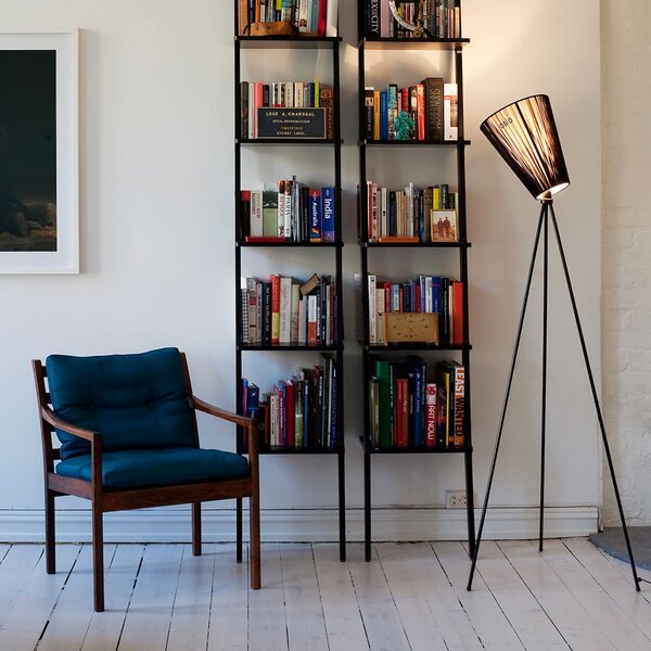 Stojací Lampa Northern, Oslo Wood, stmívatelné, Černá, Obývací pokoj, Tkanina / Textil, Design