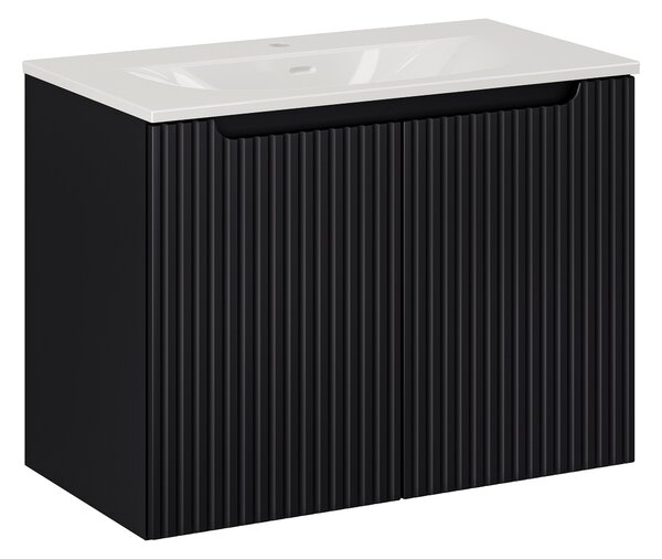 Comad Koupelnová skříňka s keramickým umyvadlem Nova Black II 80 cm - černá mat
