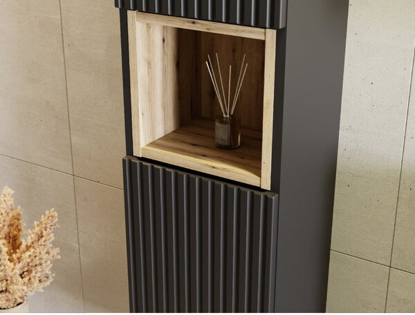 Comad Doplňková koupelnová skříňka vysoká Nova Black 30 černá mat