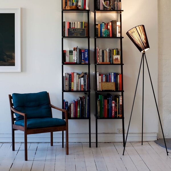 Stojací Lampa Northern, Oslo Wood, stmívatelné, Černá, Obývací pokoj, Tkanina / Textil, Design