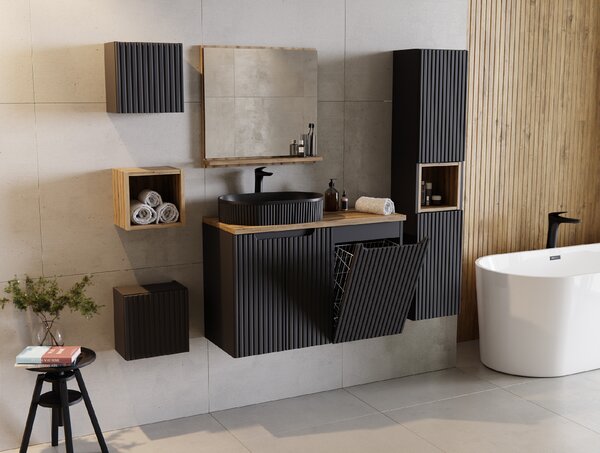 Comad Doplňková koupelnová skříňka vysoká Nova Black 30 černá mat