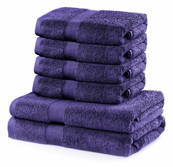 DecoKing Sada ručníků a osušek Marina fialová, 4 ks 50 x 100 cm, 2 ks 70 x 140 cm