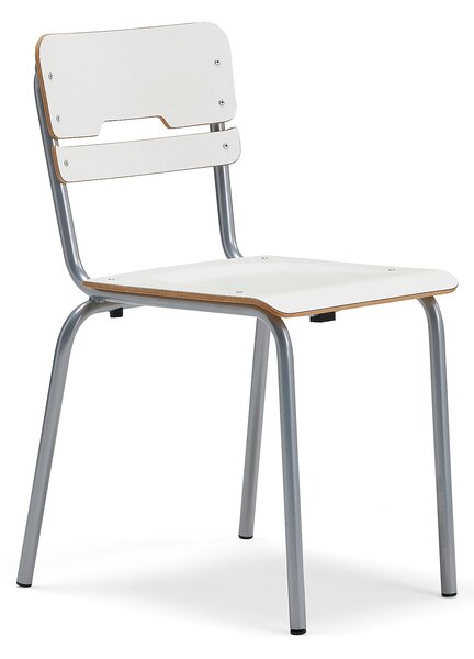 AJ Produkty Školní židle SCIENTIA, sedák 390x390 mm, výška 460 mm, stříbrná/bílá