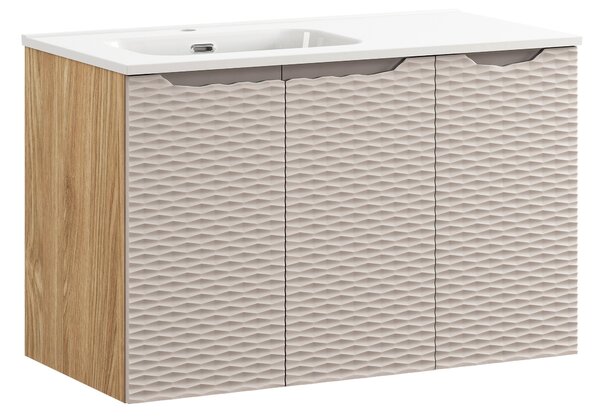 Comad Koupelnová skříňka s keramickým umyvadlem Ocean Beige 90 cm - béžová