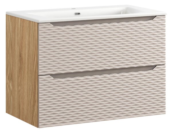 Comad Koupelnová skříňka s keramickým umyvadlem Ocean Beige 80 cm - béžová