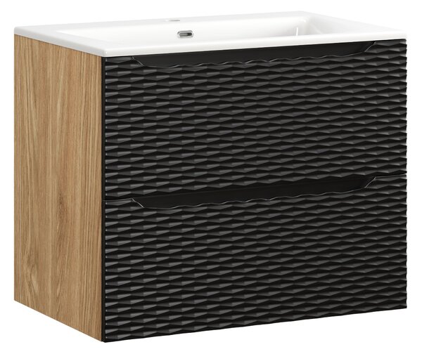 Comad Koupelnová skříňka s keramickým umyvadlem Ocean Black 70 cm - černá mat