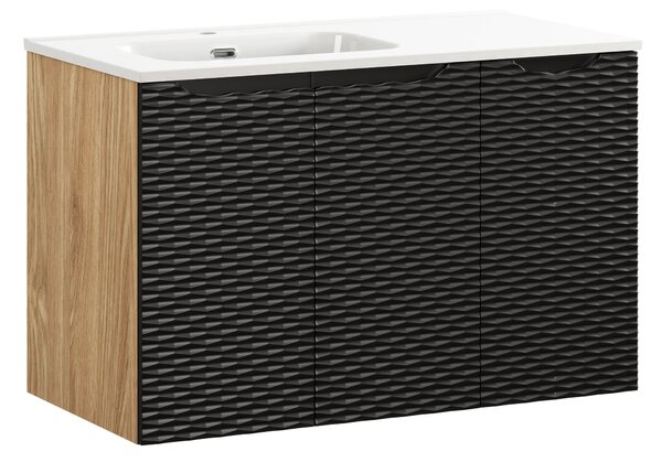 Comad Koupelnová skříňka s keramickým umyvadlem Ocean Black 90 cm - černá mat