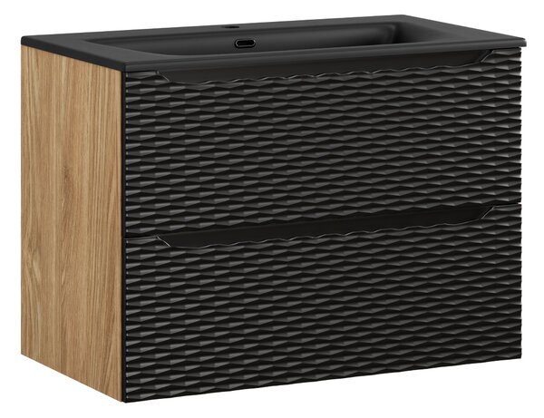 Comad Koupelnová skříňka s keramickým umyvadlem Ocean Black 80 cm - černá mat