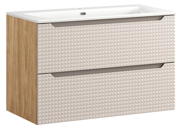 Comad Koupelnová skříňka s keramickým umyvadlem Luxor Beige 90 cm - béžová