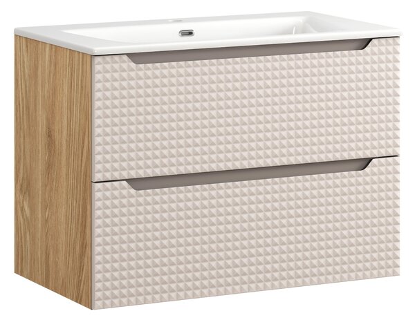 Comad Koupelnová skříňka s keramickým umyvadlem Luxor Beige 80 cm - béžová