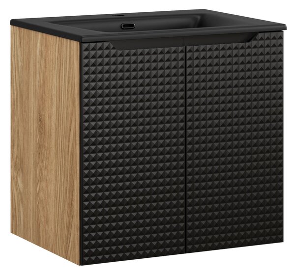 Comad Koupelnová skříňka s keramickým umyvadlem Luxor Black 60 cm - černá mat