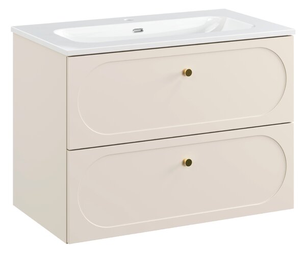 Comad Koupelnová skříňka s keramickým umyvadlem Donna Sand 80 cm - béžový písek