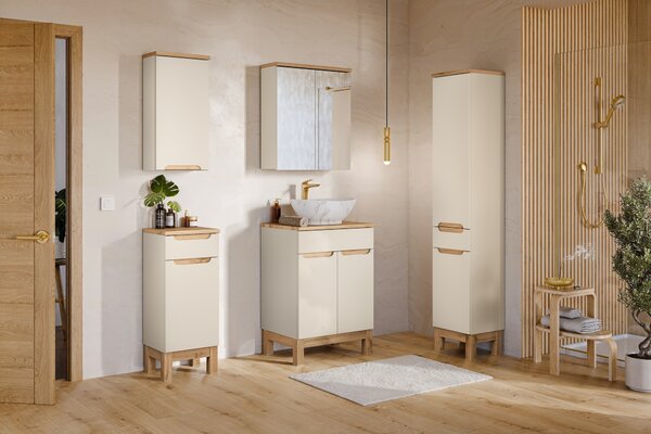 Comad Zrcadlová skříňka bez osvětlení Bali Cashmere 60 kašmír/dub wotan