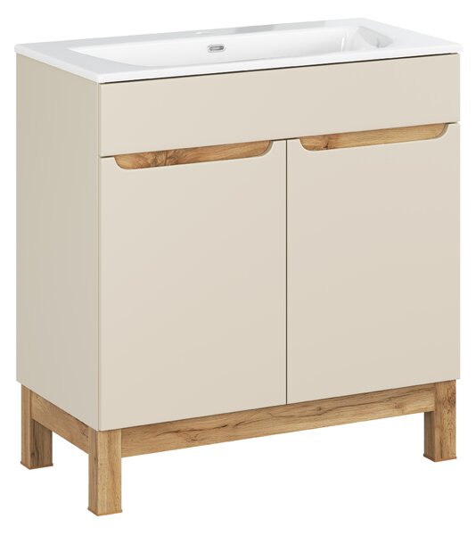 Comad Koupelnová skříňka s keramickým umyvadlem Bali Cashmere 80 cm - kašmír