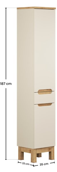 Comad Doplňková koupelnová skříňka vysoká Bali Cashmere 35 kašmír mat