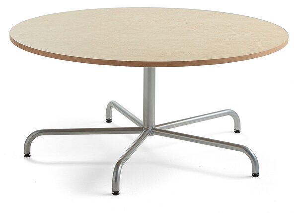 AJ Produkty Stůl PLURAL, Ø1300x600 mm, linoleum, béžová, stříbrná