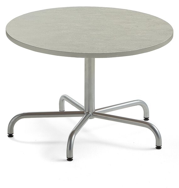 AJ Produkty Stůl PLURAL, Ø900x600 mm, linoleum, šedá, stříbrná