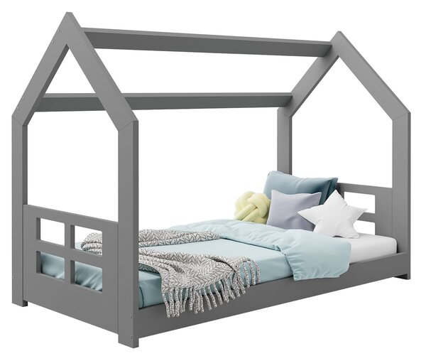 Dětská postel Domeček 160x80 D2D šedá s roštem