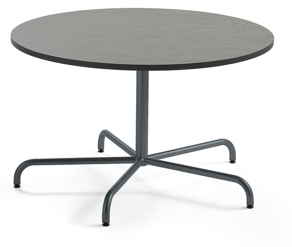 AJ Produkty Stůl PLURAL, Ø1200x720 mm, linoleum, tmavě šedá, antracitově šedá
