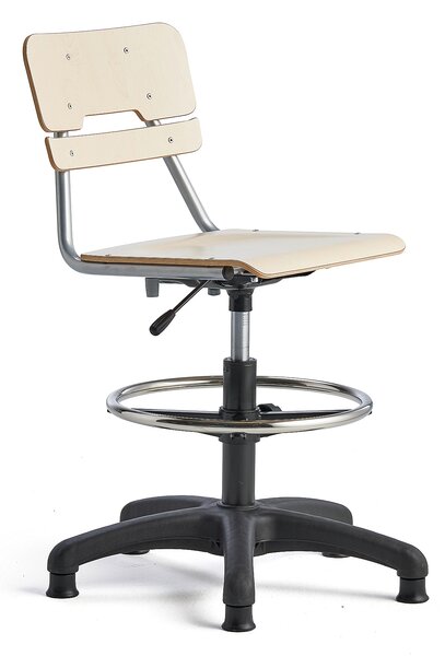 AJ Produkty Otočná židle LEGERE, malý sedák, s kluzáky, nastavitelná výška 500-690 mm, bříza