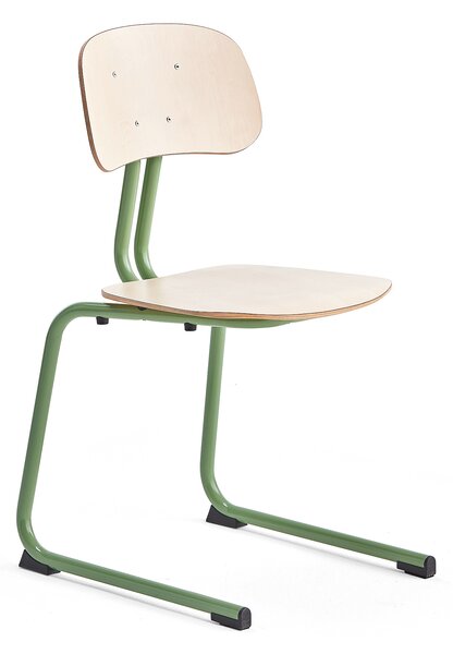 AJ Produkty Školní židle YNGVE, ližinová podnož, výška 460 mm, zelená/bříza