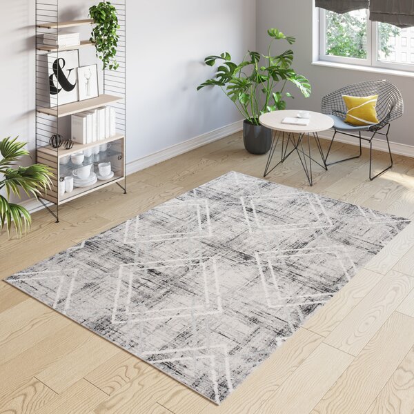 Makro Abra Moderní kusový koberec TROYA V454C krémový šedý Rozměr: 120x170 cm