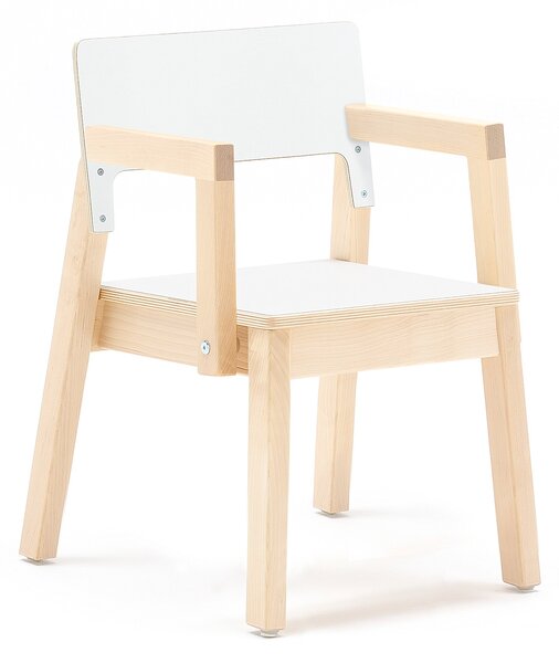 AJ Produkty Dětská židle LOVE, s područkami, výška 350 mm, bříza, bílá