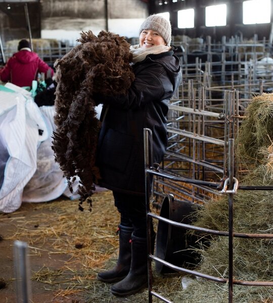 Vlněná deka Arvo 130x180, přírodně barvená oranžová / Finnsheep