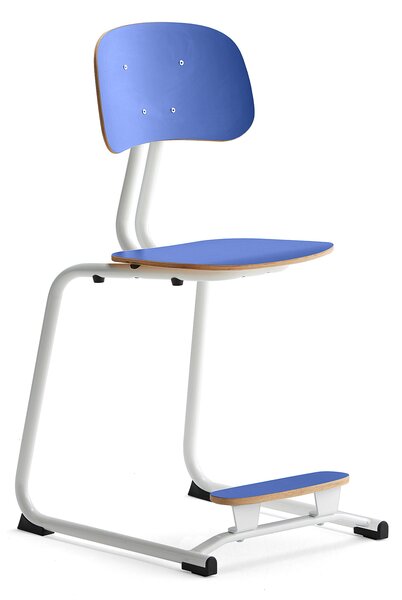 AJ Produkty Školní židle YNGVE, ližinová podnož, výška 500 mm, bílá/modrá