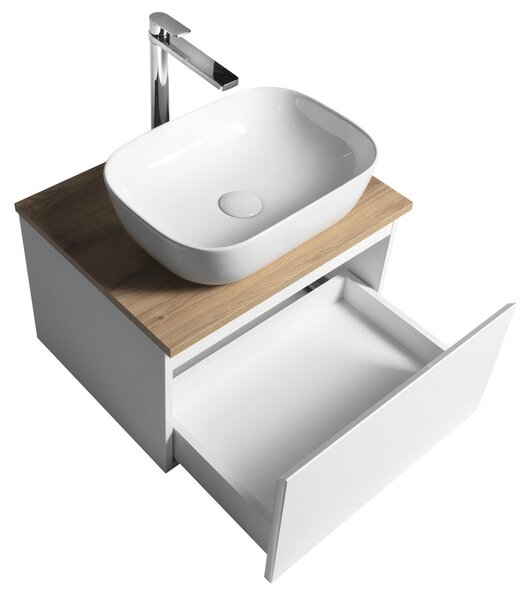 Aqualine Aqualine, ALTAIR skříňka s deskou 58 cm, bílá/dub emporio, AI263-02